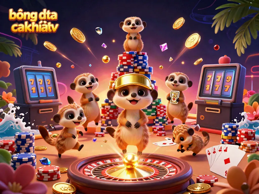 Experience bóng đá trực tuyến cakhiatv in an exciting 3D casino with meerkats, vibrant chips, and dazzling effects.