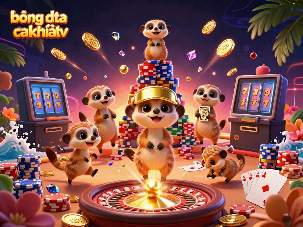 Experience bóng đá trực tuyến cakhiatv in an exciting 3D casino with meerkats, vibrant chips, and dazzling effects.