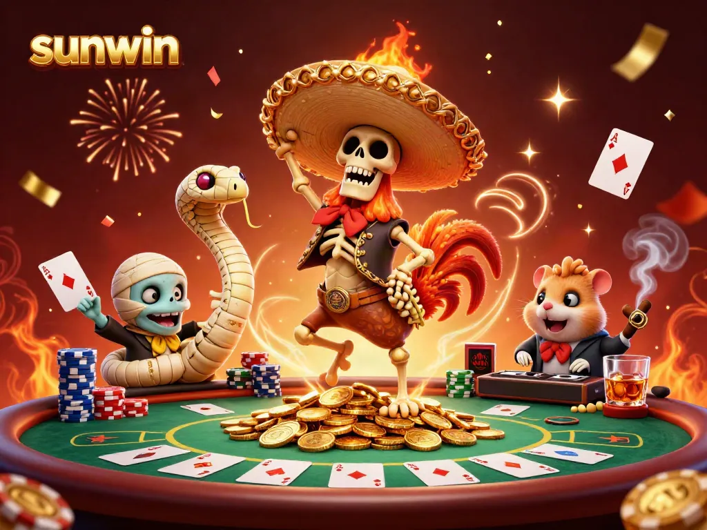 Play exciting games at sunwin with dynamic character scenes in vibrant casino environment