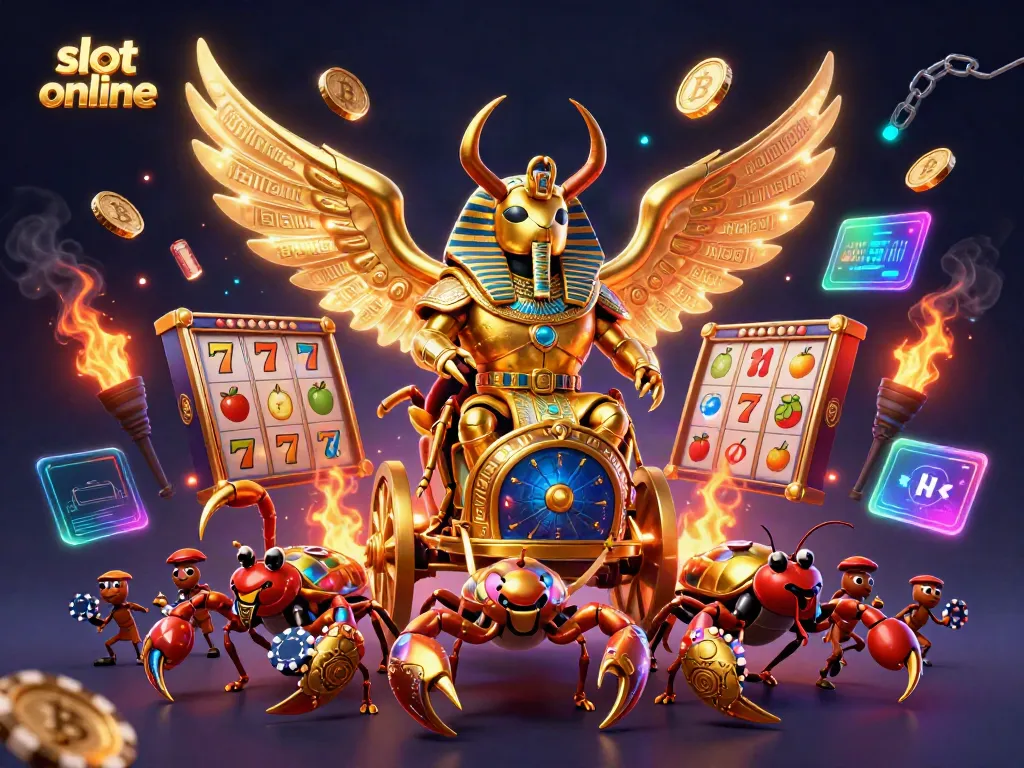 Spin the reels and win big with vibrant slot online games in a colorful casino scene.